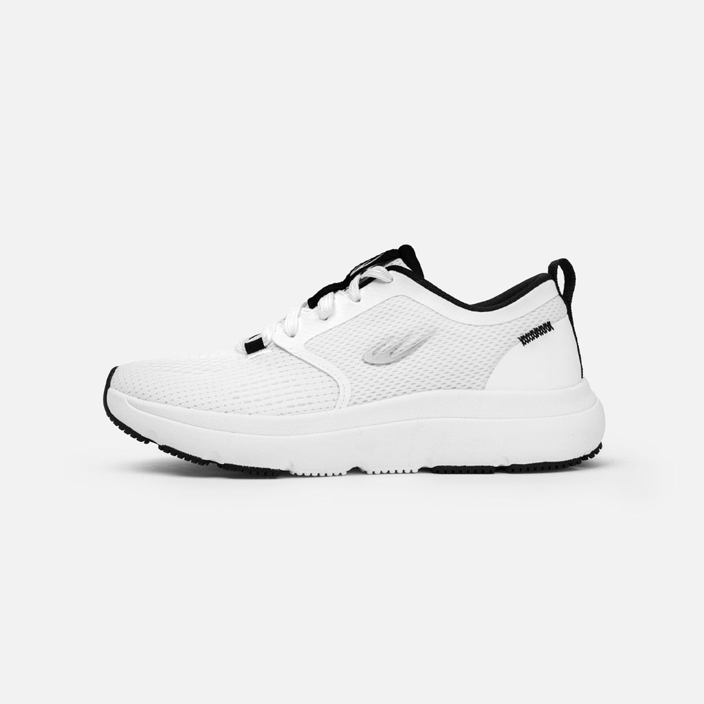 Jacquard mesh upper with hot melt overlays, mesh lining, pull tab for easy on and off, and Bounce Pad insole system. Molded EVA midsole and durable rubber outsole for better cushion and traction. Provides comfort, breathability, durability, and heel cushioning. 
